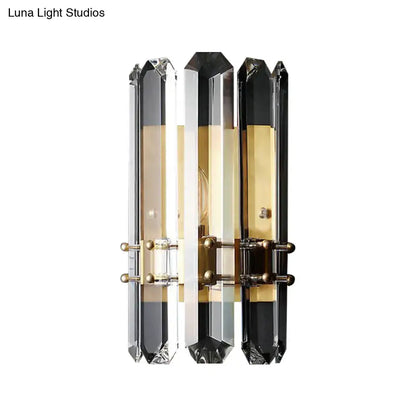 Modern chrome & black crystal wall sconce bedroom direct wired light