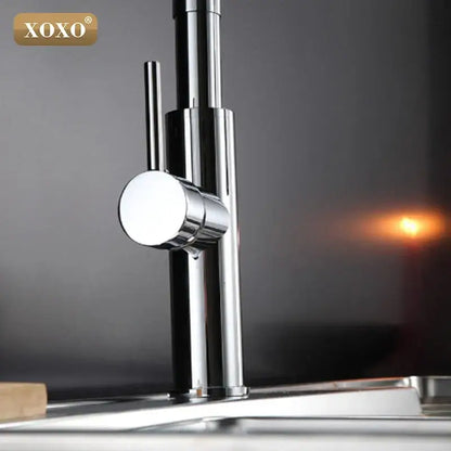 Modern chrome & black dual sprayer nozzle kitchen sink faucet