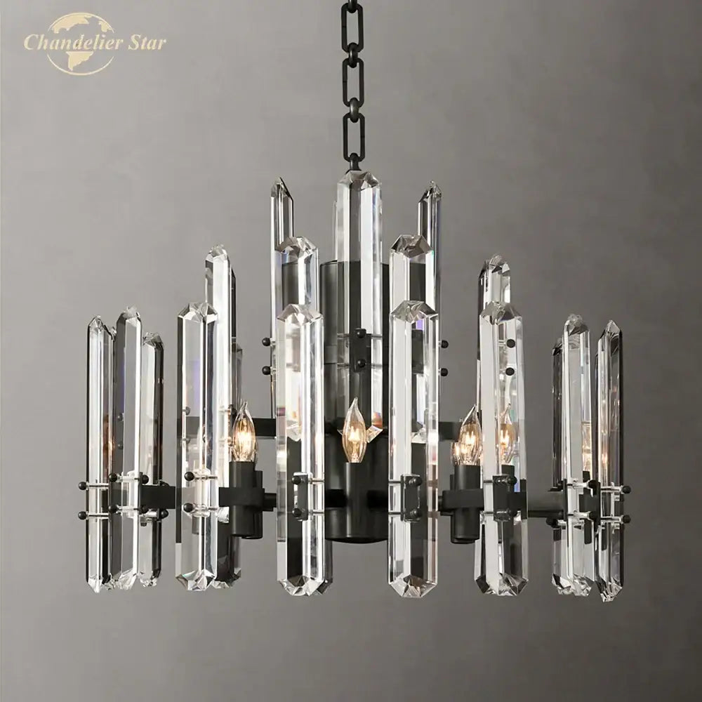 Modern chrome black metal crystal chandelier bedroom pendant light