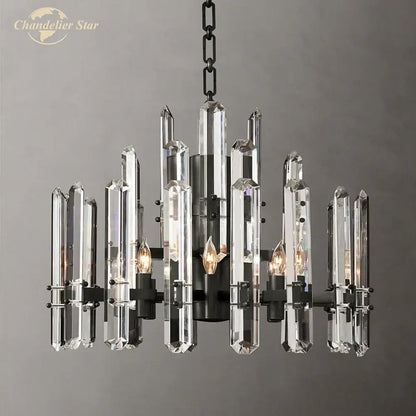 Modern chrome black metal crystal chandelier bedroom pendant light