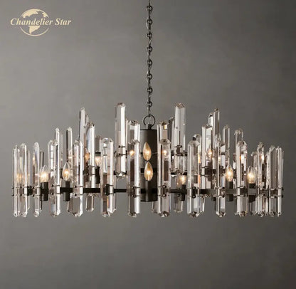 Modern chrome black metal crystal chandelier bedroom pendant light