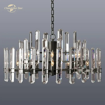 Modern chrome black metal crystal chandelier bedroom pendant light