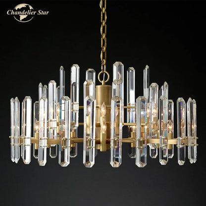 Modern chrome black metal crystal chandelier bedroom pendant light