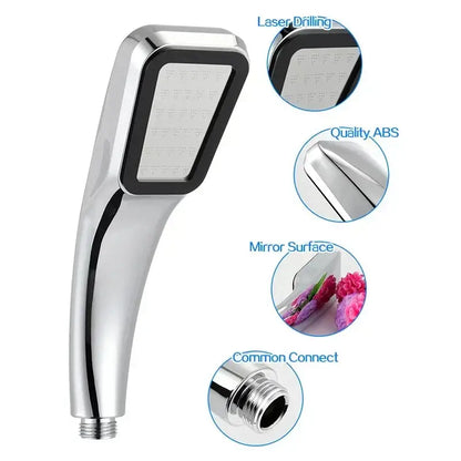 Modern chrome & black rainfall shower head bathroom handheld