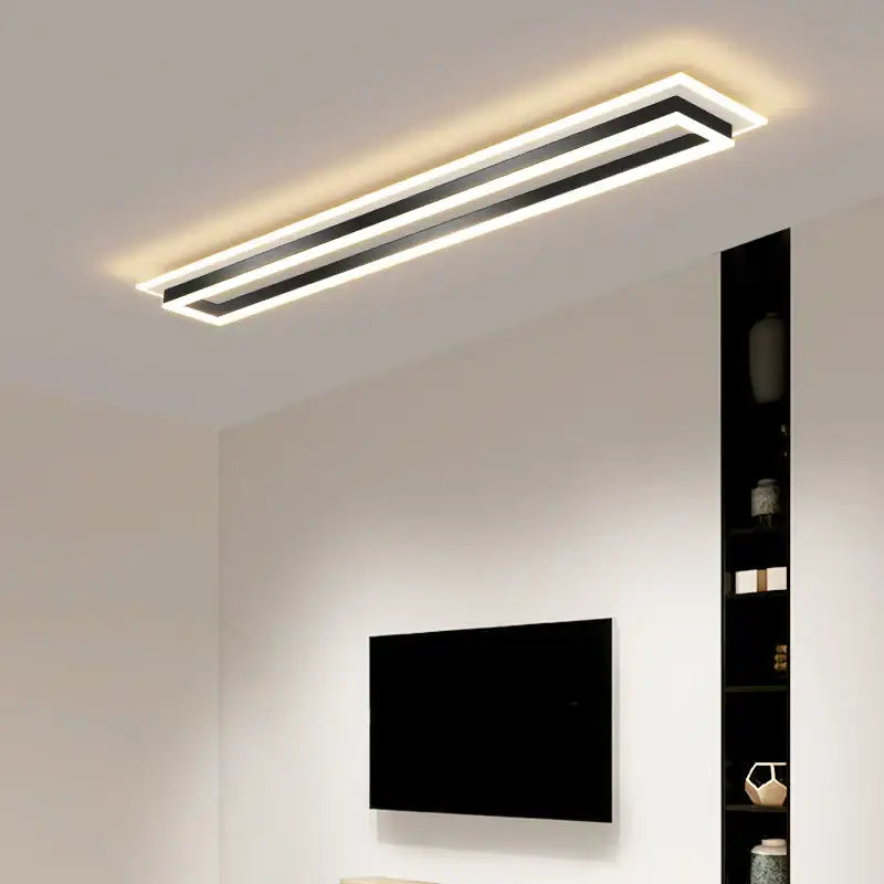 Modern chrome & black rectangular dimmable led chandelier living room