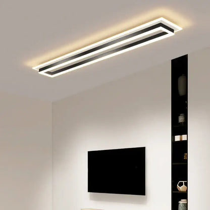 Modern chrome & black rectangular dimmable led chandelier living room