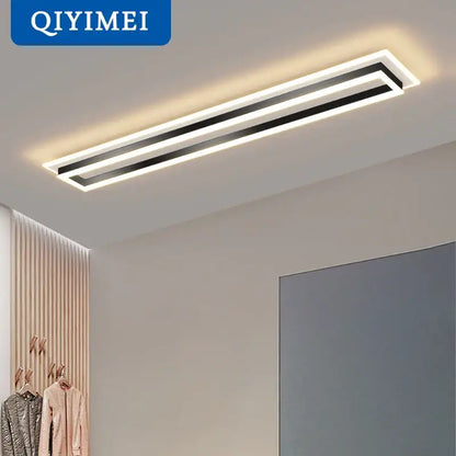 Modern chrome & black rectangular dimmable led chandelier living room