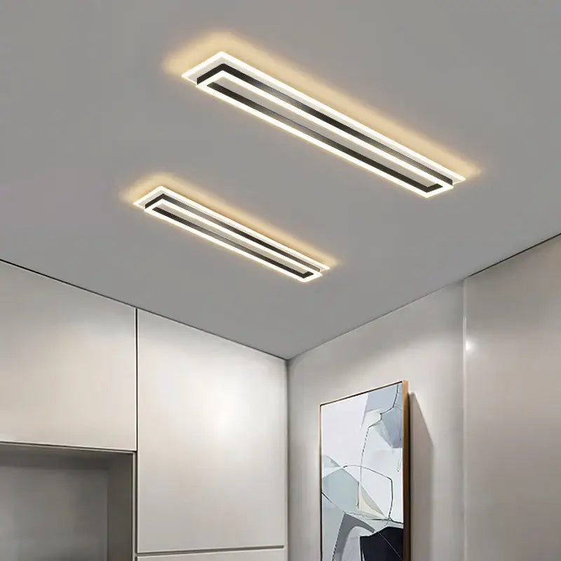 Modern chrome & black rectangular dimmable led chandelier living room