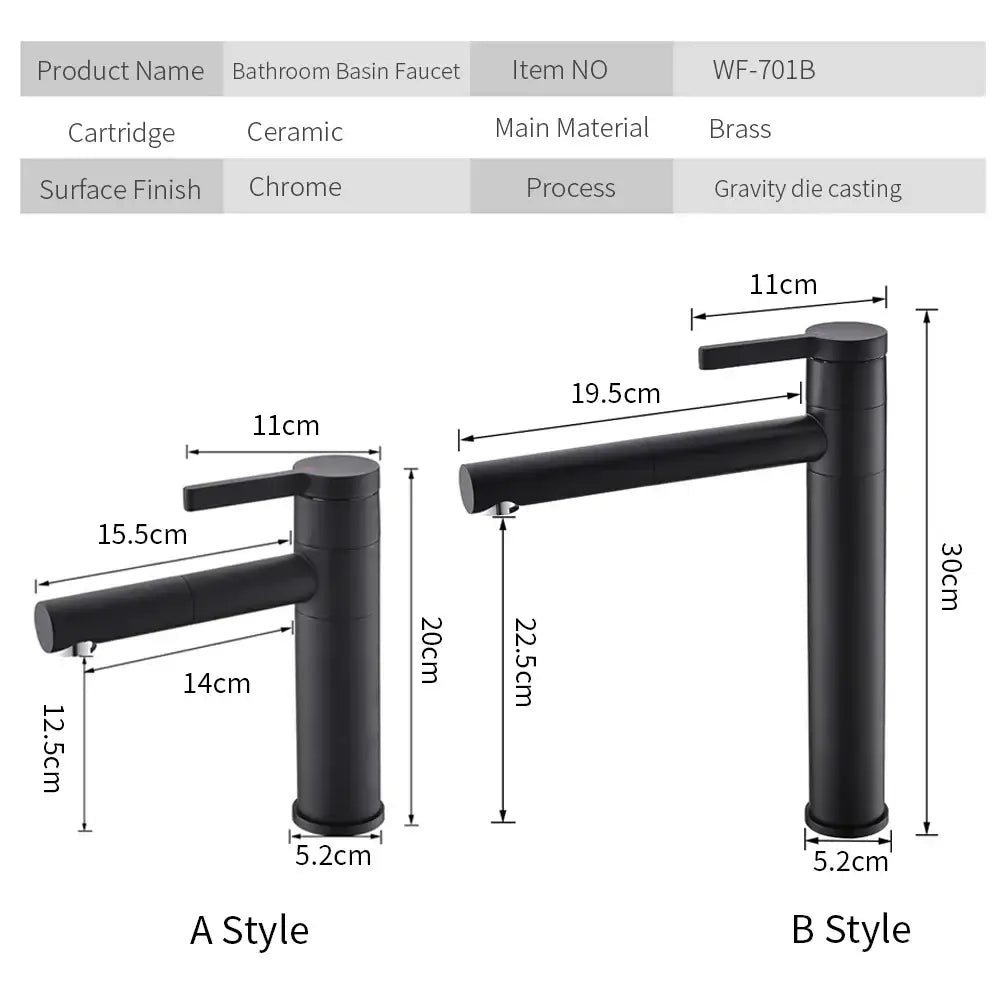 Modern chrome brass bathroom faucet vessel sink swivel spout tap