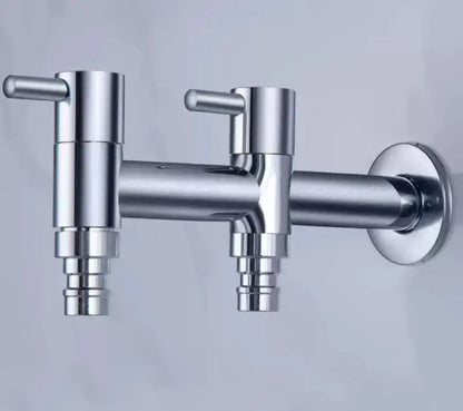 Modern chrome brass double handle garden faucet for outdoor and laundry
