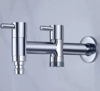 Modern chrome brass double handle garden faucet for outdoor and laundry