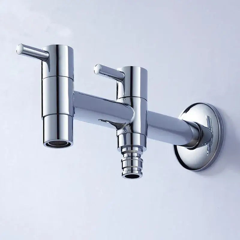 Modern chrome brass double handle garden faucet for outdoor and laundry
