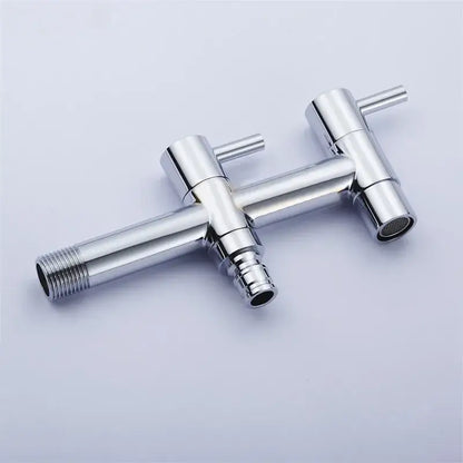 Modern chrome brass double handle garden faucet for outdoor and laundry