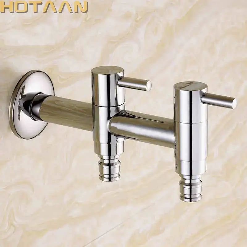 Modern chrome brass dual hole garden faucet for kitchen and toilet