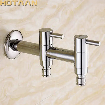 Modern chrome brass dual hole garden faucet for kitchen and toilet
