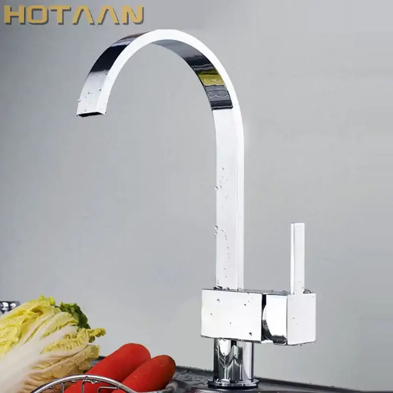 Modern chrome & brass dual hole kitchen tap