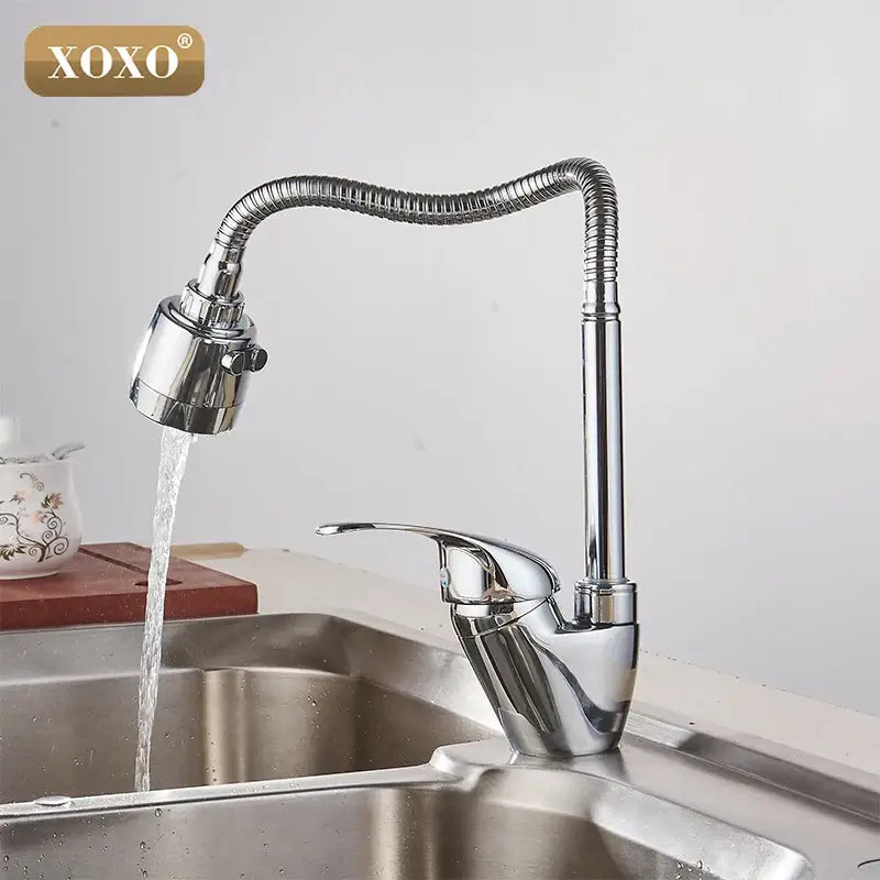 Modern chrome brass kitchen faucet with multifunction pull down spray