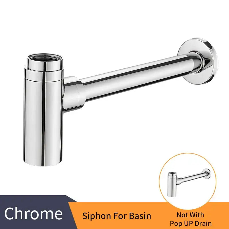 Modern chrome brass round bottle trap bathroom sink drain pipe