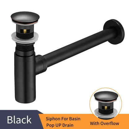 Modern chrome brass round bottle trap bathroom sink drain pipe