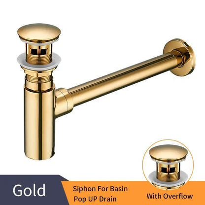 Modern chrome brass round bottle trap bathroom sink drain pipe