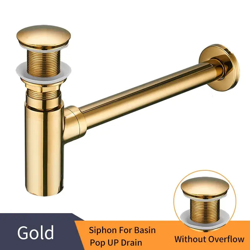 Modern chrome brass round bottle trap bathroom sink drain pipe