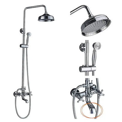 Modern chrome brass shower mixer with rainfall head bathroom system