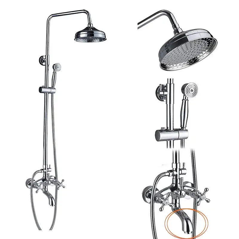 Modern chrome brass shower mixer with rainfall head bathroom system