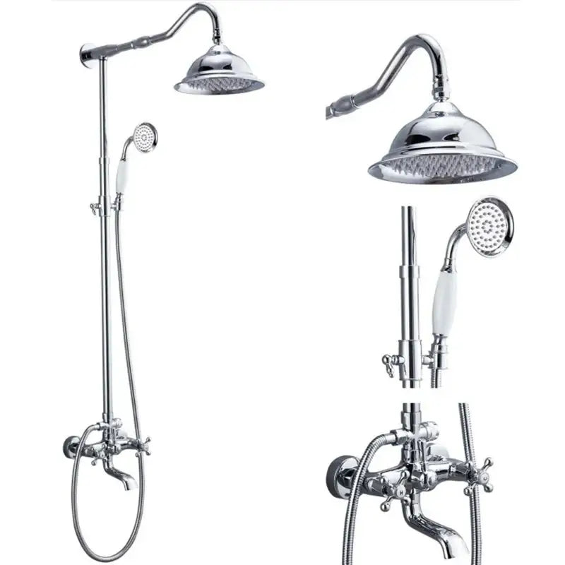 Modern chrome brass shower mixer with rainfall head bathroom system