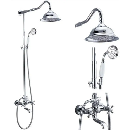 Modern chrome brass shower mixer with rainfall head bathroom system