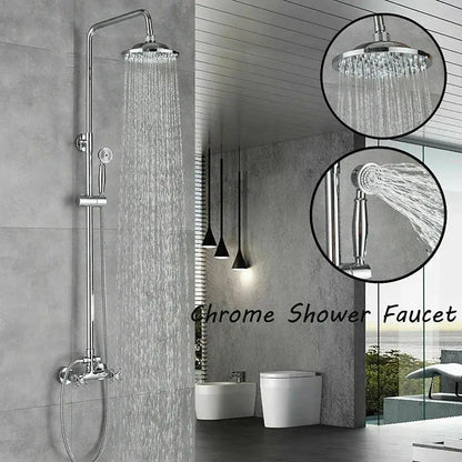 Modern chrome brass shower mixer with rainfall head bathroom system