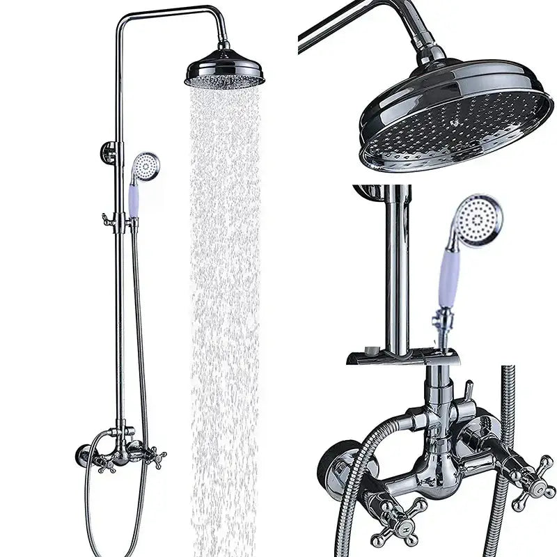 Modern chrome brass shower mixer with rainfall head bathroom system