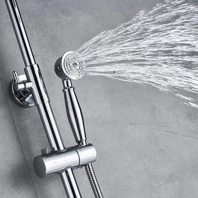 Modern chrome brass shower mixer with rainfall head bathroom system