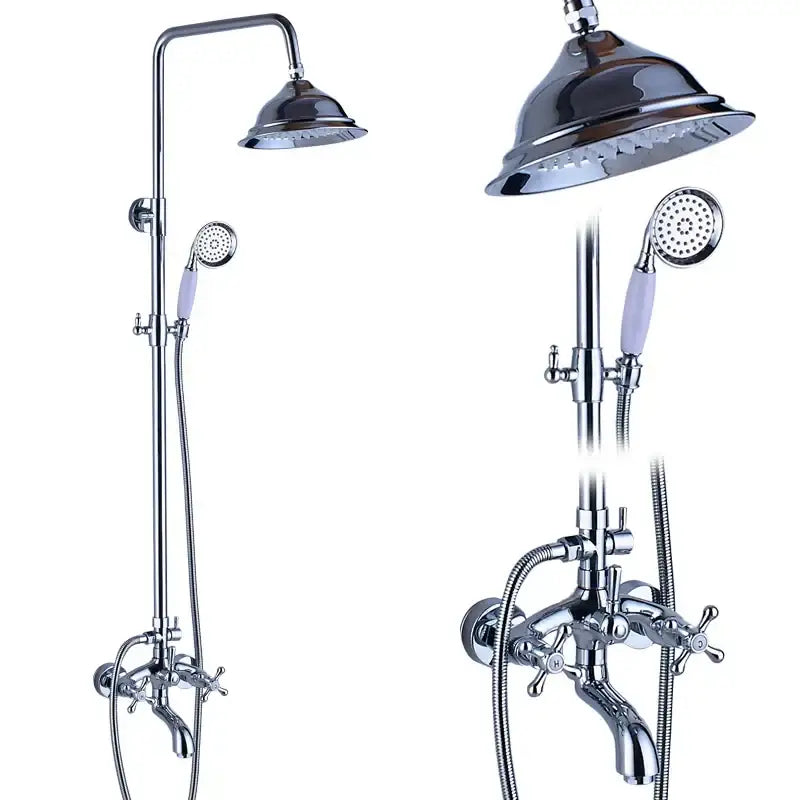 Modern chrome brass shower mixer with rainfall head bathroom system