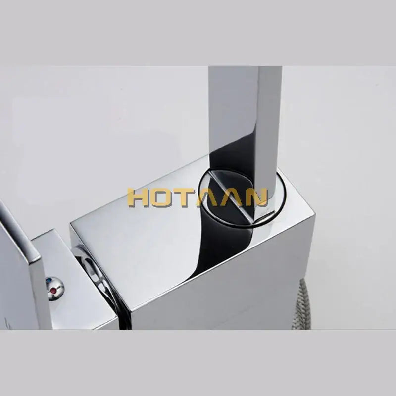 Modern chrome brass square swivel kitchen faucet mixer high arc spout