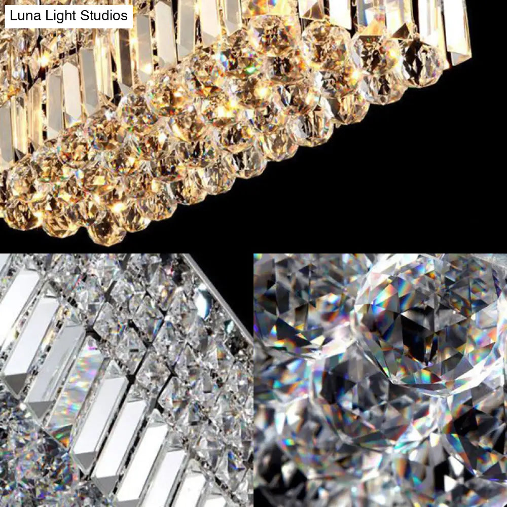 DecorBites™ Modern Chrome Chandelier with Crystal Shade - 8 Light Rectangle Ceiling Fixture for Living Room