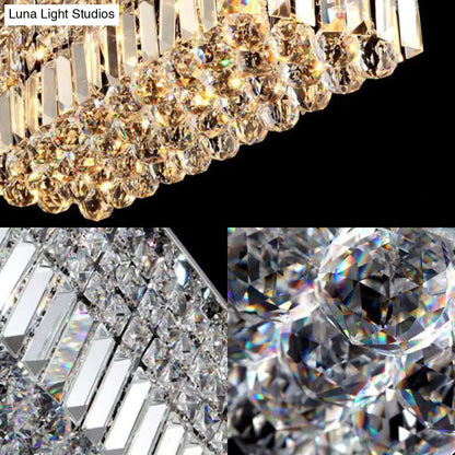 DecorBites™ Modern Chrome Chandelier with Crystal Shade - 8 Light Rectangle Ceiling Fixture for Living Room