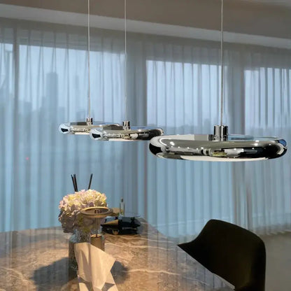 Modern chrome circular dining pendant led light kitchen fixture
