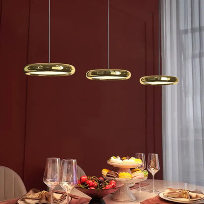 Modern chrome circular dining pendant led light kitchen fixture