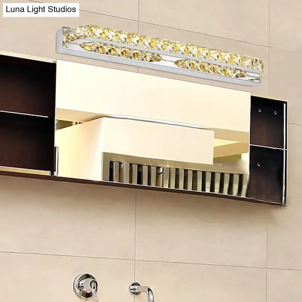 Modern chrome clear amber crystal led vanity light bathroom sconce