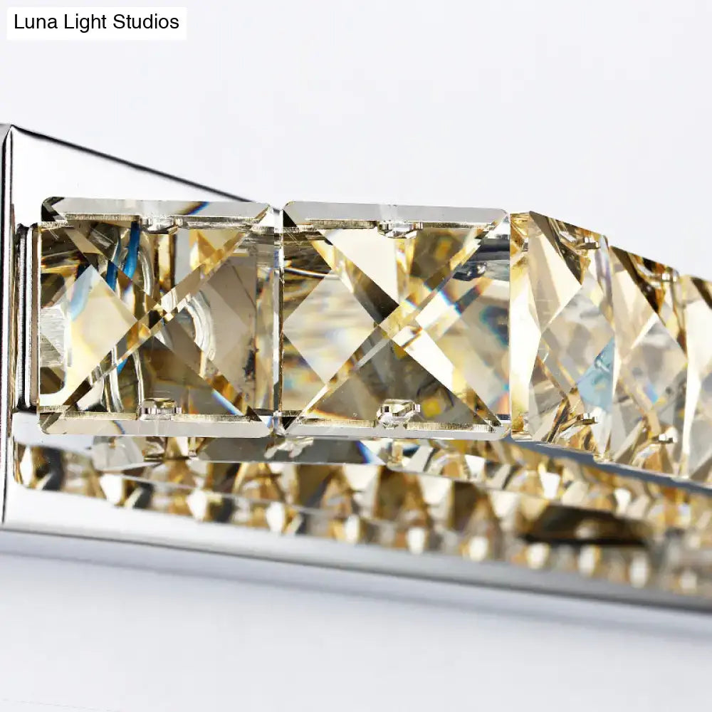 Modern chrome clear amber crystal led vanity light bathroom sconce