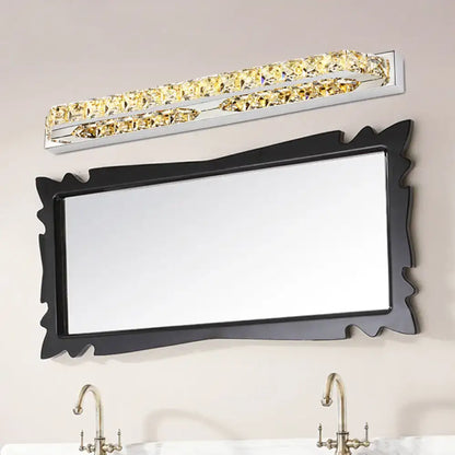 Modern chrome clear amber crystal led vanity light bathroom sconce