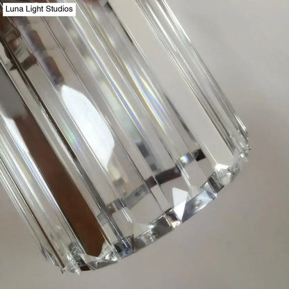 Modern chrome clear crystal drum wall lamp bedroom sconce