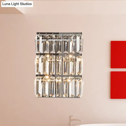 Modern chrome clear crystal wall lamp – bedroom rectangle sconce