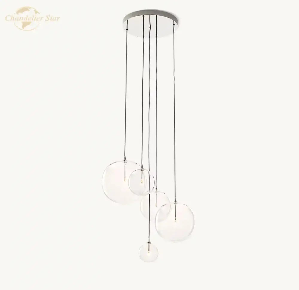 Modern chrome clear glass globe cluster chandelier living room light