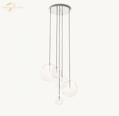 Modern chrome clear glass globe cluster chandelier living room light