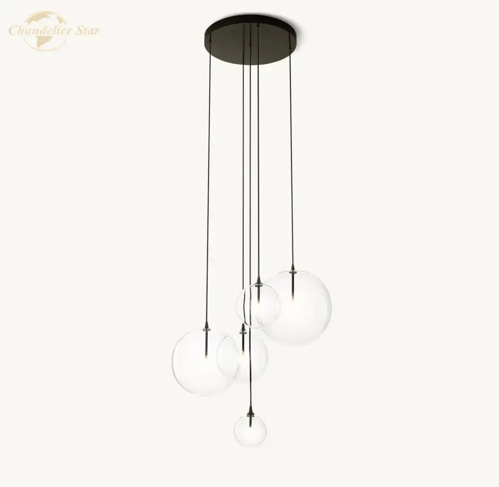 Modern chrome clear glass globe cluster chandelier living room light