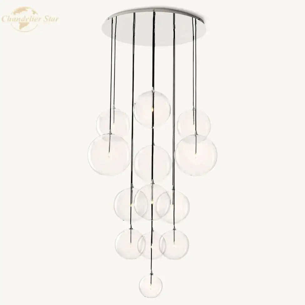 Modern chrome clear glass globe cluster chandelier living room light
