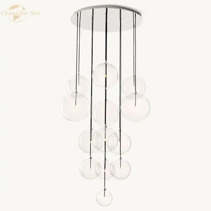 Modern chrome clear glass globe cluster chandelier living room light