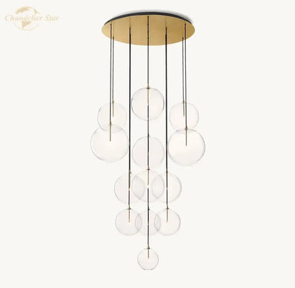 Modern chrome clear glass globe cluster chandelier living room light