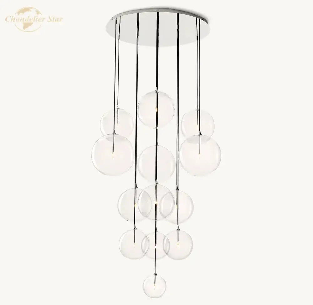 Modern chrome clear glass globe cluster chandelier living room light